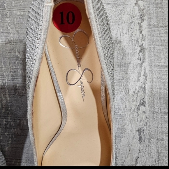 jessica simpson lindiza  rhinestones sparkly silver heels  size 10 - Picture 6 of 10